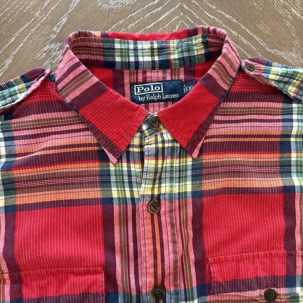 Polo Ralph Lauren Shirt Mens XL‎ RED PLAID Button Down EXCELLENT ~ Fast Ship